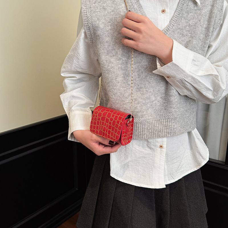 Bolsa de cadena coreana con patrón de piedra extranjera, mini bolso ligero de color sólido, nuevo bolso de comercio exterior transfronterizo para niños