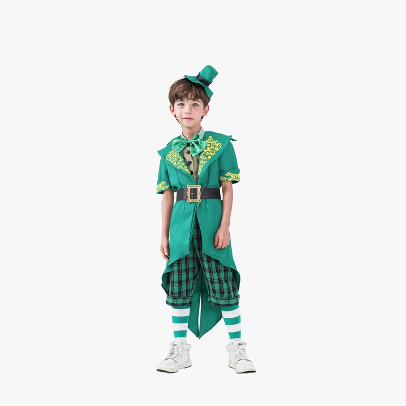 Cross-Border Boys' St. Patrick's Day Elf Costume Set Includes Hat, Bow Tie, Belt, Socks, Cosplay Outfit for the Holiday Cross-Border Boys' St. Patrick's Day Elf Costume Set Includes Hat, Bow Tie, Belt, Socks, Cosplay Outfit for the Holiday