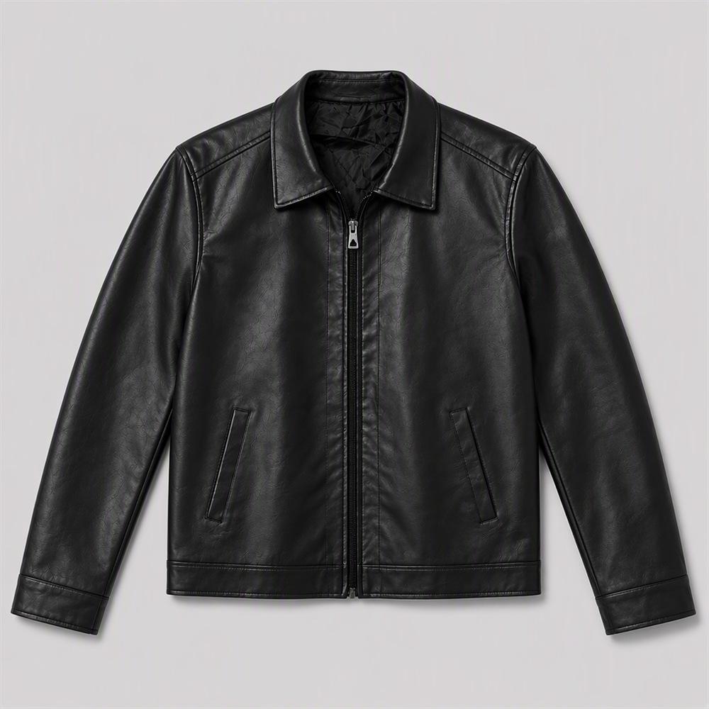 2026 Autumn/Winter New Men's Leather Jacket, Vintage Motorcycle Stand Collar Zipper PU Faux Leather Jacket, Hong Kong Style Versatile Model