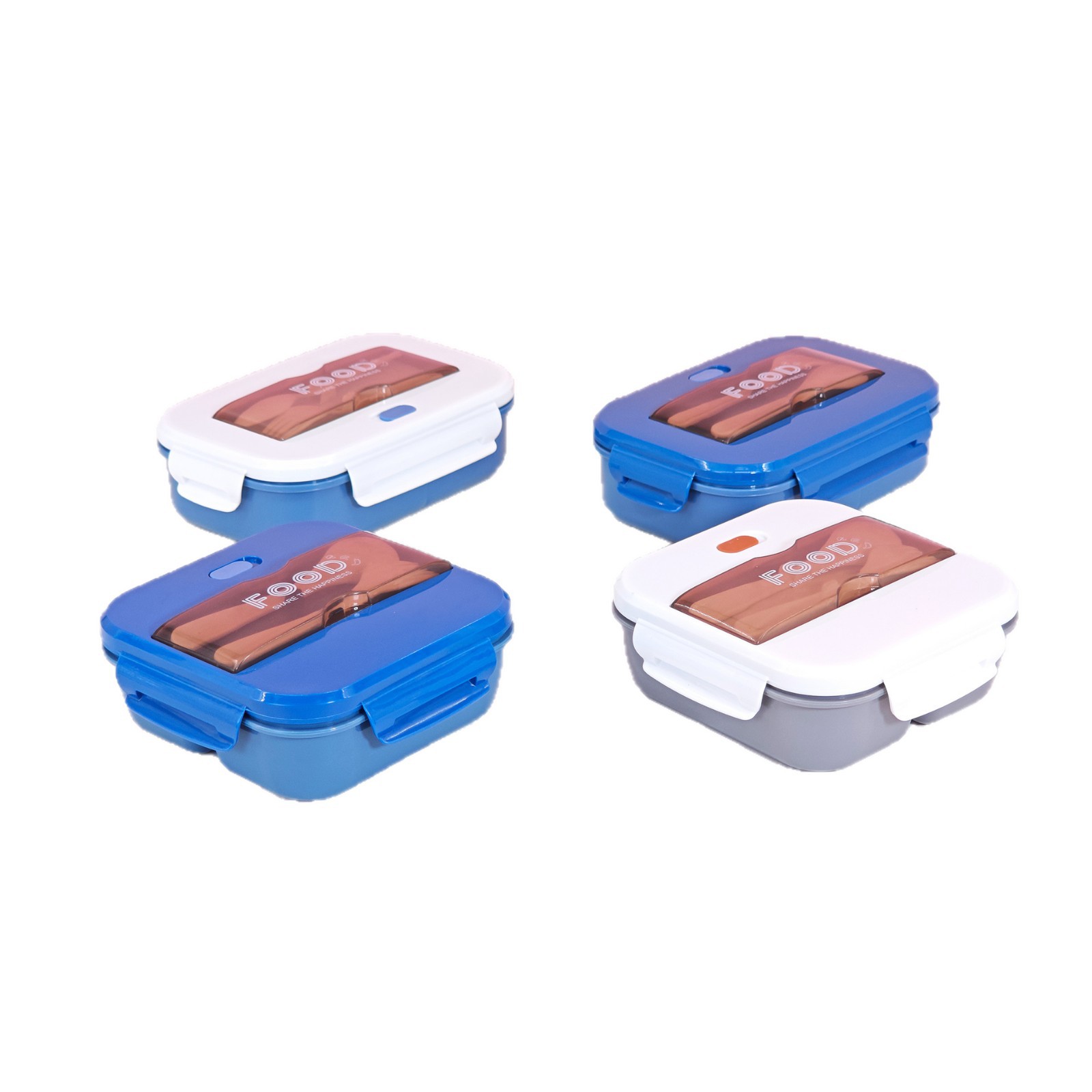 Lonchera de plástico PP al por mayor, de tres compartimentos, rectangular, de gran capacidad, portátil, apta para microondas, para estudiantes y uso doméstico.