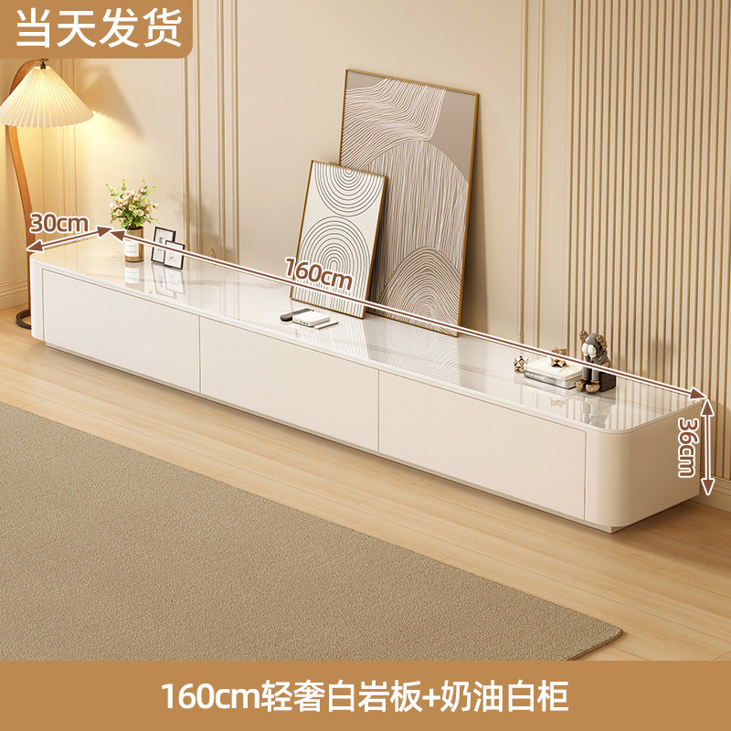 TV장 [라이트 럭셔리 화이트 + 화이트 캐비닛] 1.6m 서랍 3개