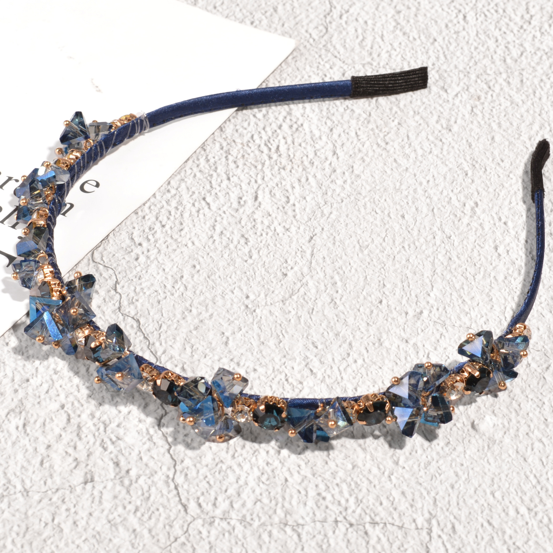 Grey, Blue Color Baroque Rhinestone Fashion Geometric Headband