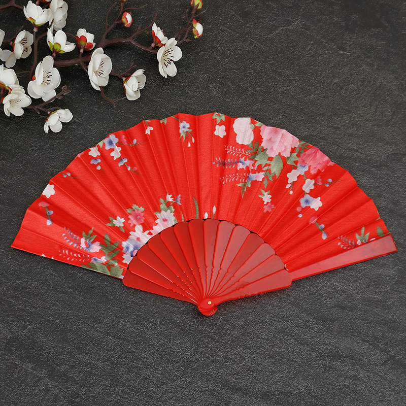 Plástico de seda plana plegable ventilador de baile estilo chino Amazon popular de 7 pulgadas abrir y cerrar sin problemas image 7