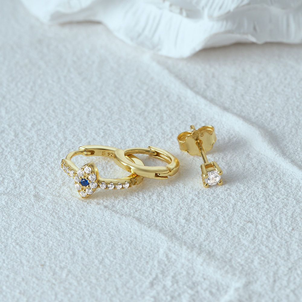4g Weight Zircon Inlay Material Earrings Classification 3 Pieces Set Quantity Daily Occasion 925 Sterling Silver Material Geometric Pattern Women's Gender Plating, Inlay Design Simple Style Style 3 Pieces Set 925 Sterling Silver Zircon Geometric Earrings 63