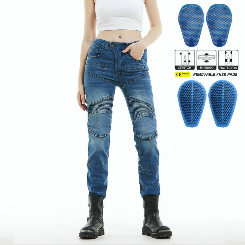 VOLERO jeans de motocicleta para mujeres jinetes jeans de motocicleta para montar pantalones anticaídas protectores de silicona