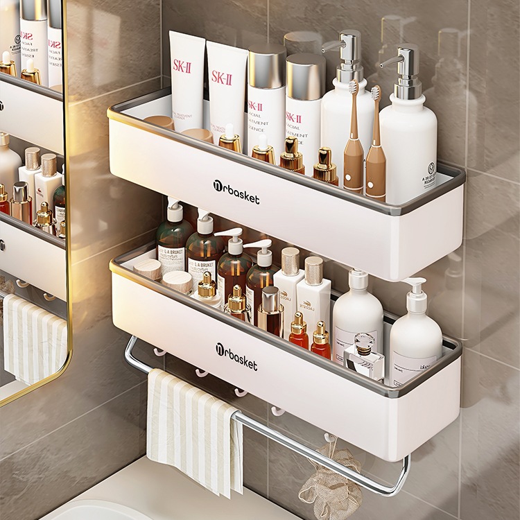 Bathroom Storage Rack Bathroom Punch-Free Wall-Mounted Toilet Washbasin Wall Cosmetics Storage Rack