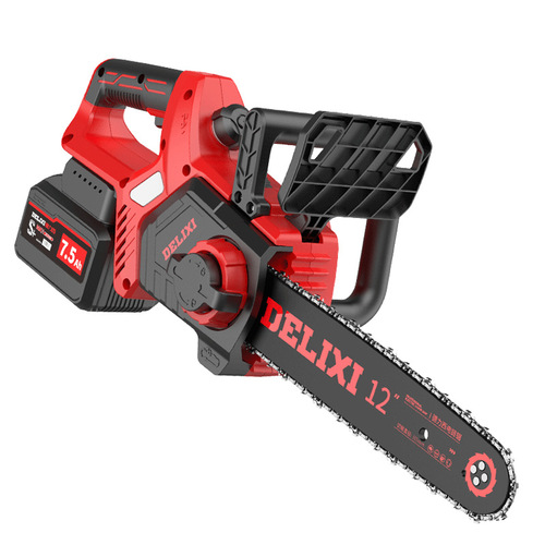 Delixi's new electric chain saw rechargeable outdoor lithium chain saw 12-inch household small hand-held firewood saw hand electric saw