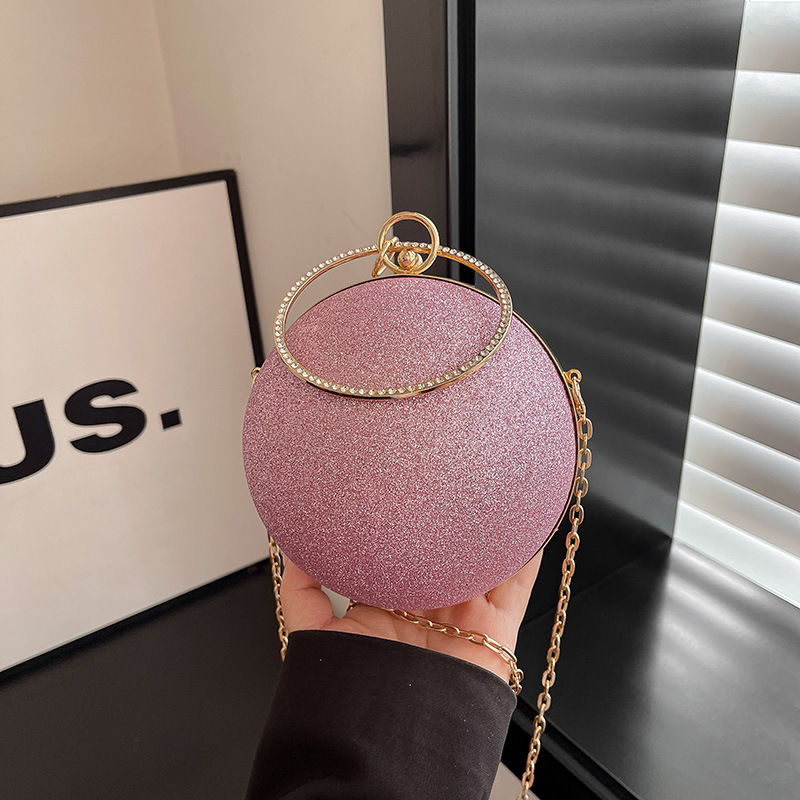New Round Ball-Shaped Bag for Women, Single Shoulder Crossbody Bag, Full Diamond Embellishment, Fashionable Chain, High-End Feel, Popular Style