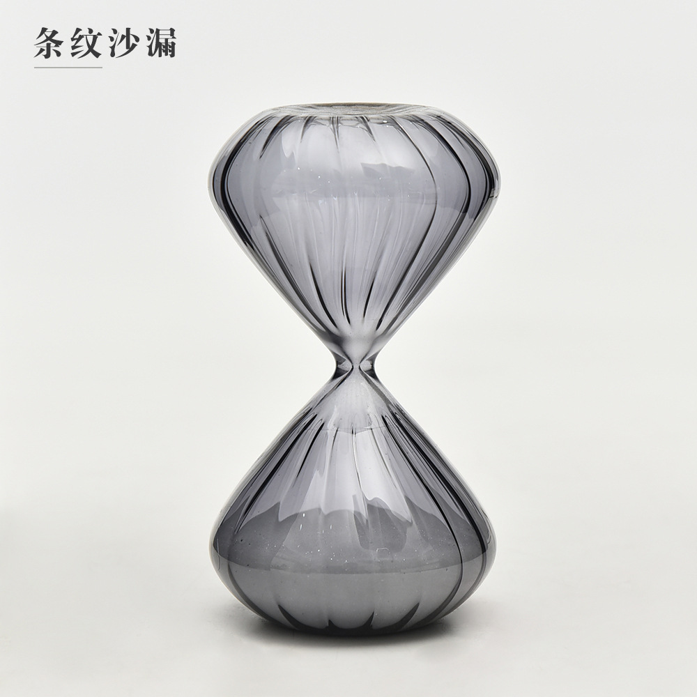 創意15分鐘灰色條紋沙漏生日禮物擺件計時沙漏小禮品家居裝飾擺件