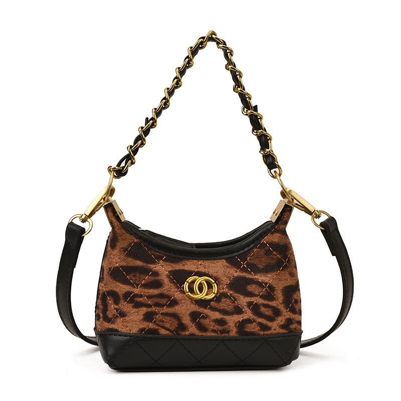 Coreana de alto valor para niños y niñas bolsas de hombro de patrón de leopardo diamante mini bolsas de bebé nuevas bolsas de cadenas para niños