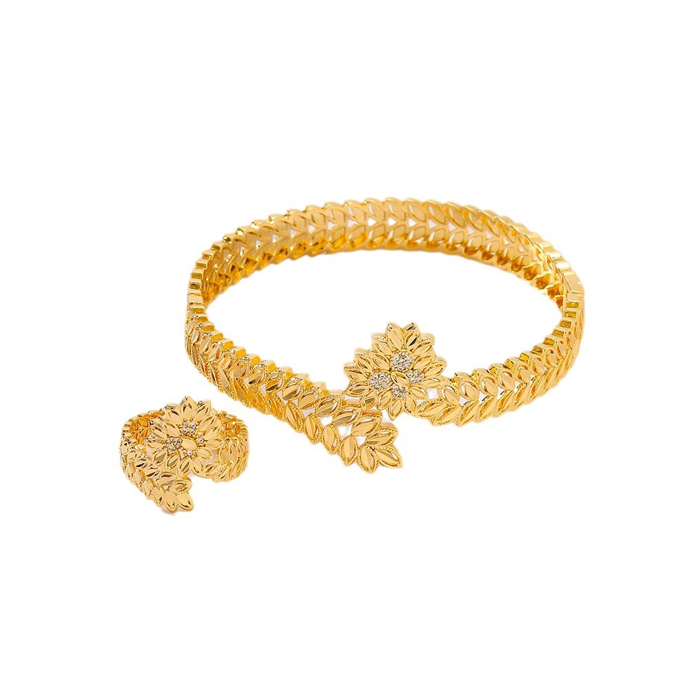Europa y los Estados Unidos populares selecciones transfronterizas juegos de joyería mujeres pulseras de piedra de bronce anillo de boca viva dos juegos de joyería