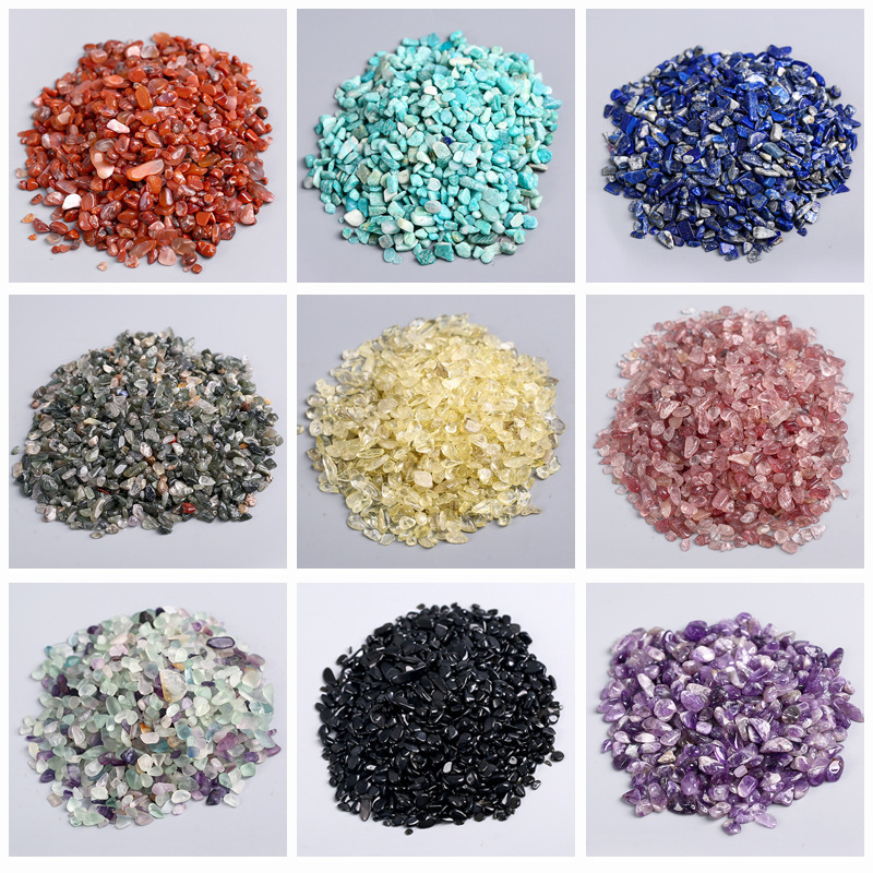 Natural White Crystal Gravel Crystal Degaussing Stone Bracelet Purification Raw Stone Cutting Purple Color Energy Stone Head