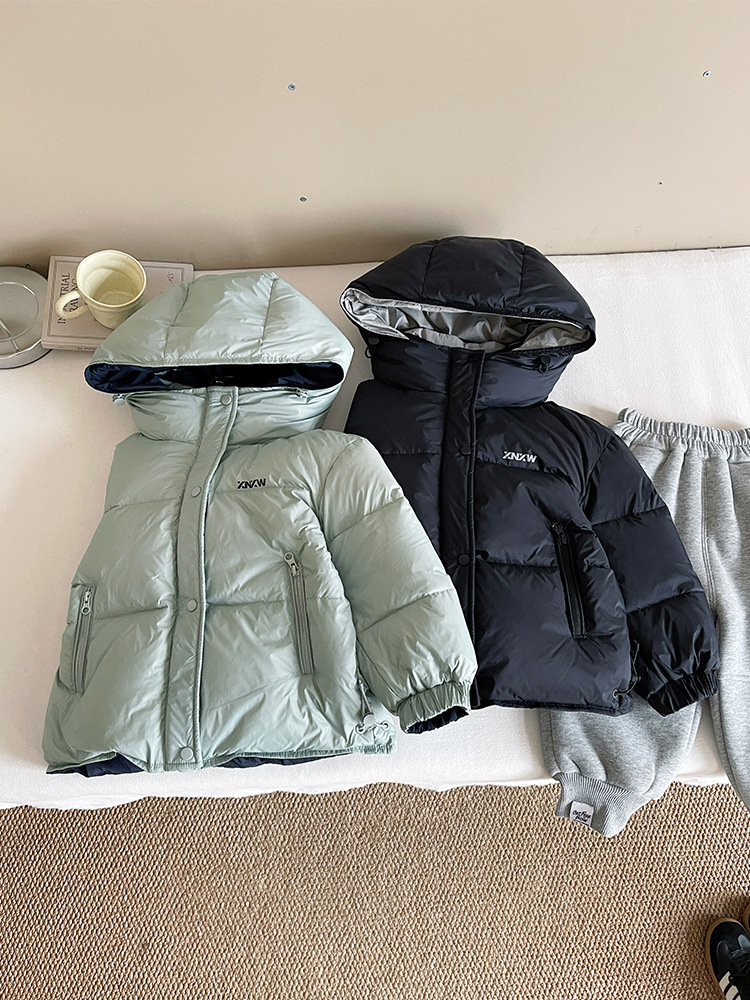 Wind Valley 2025 invierno nueva ropa infantil para niños coreanos dos lados con chaquetas de plumón para niños y niñas abrigo con capuz