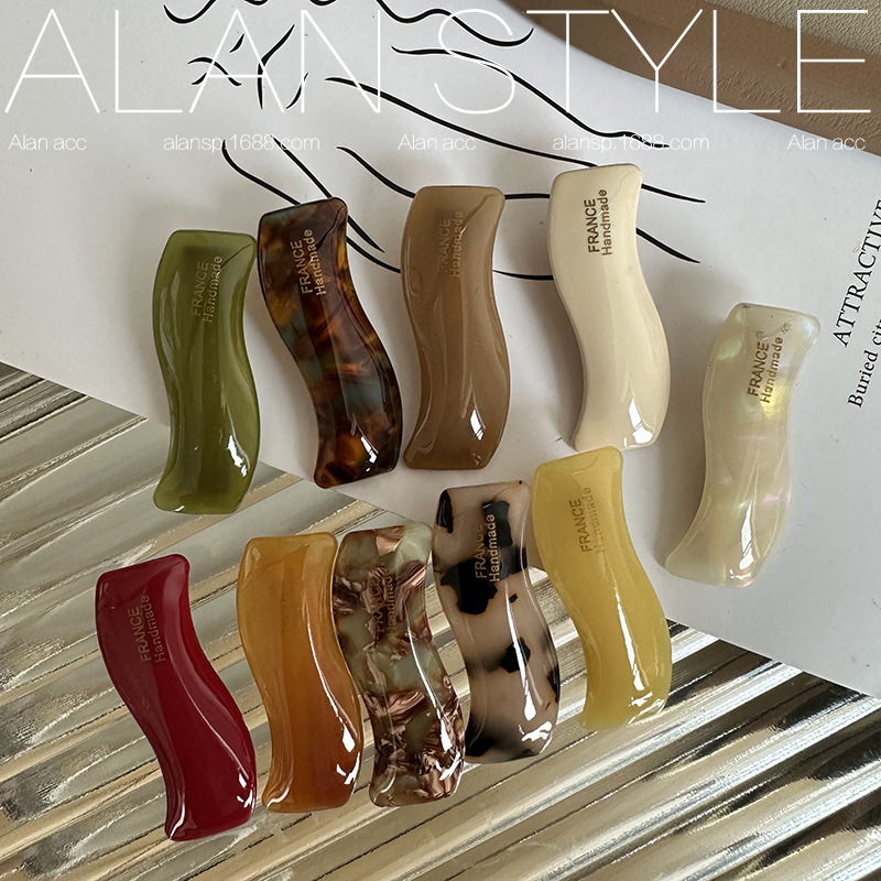 5cm wave side clip ~ candy color acetate hairpin girl japanese and korean bang clip side clip ins hair accessories leopard print female