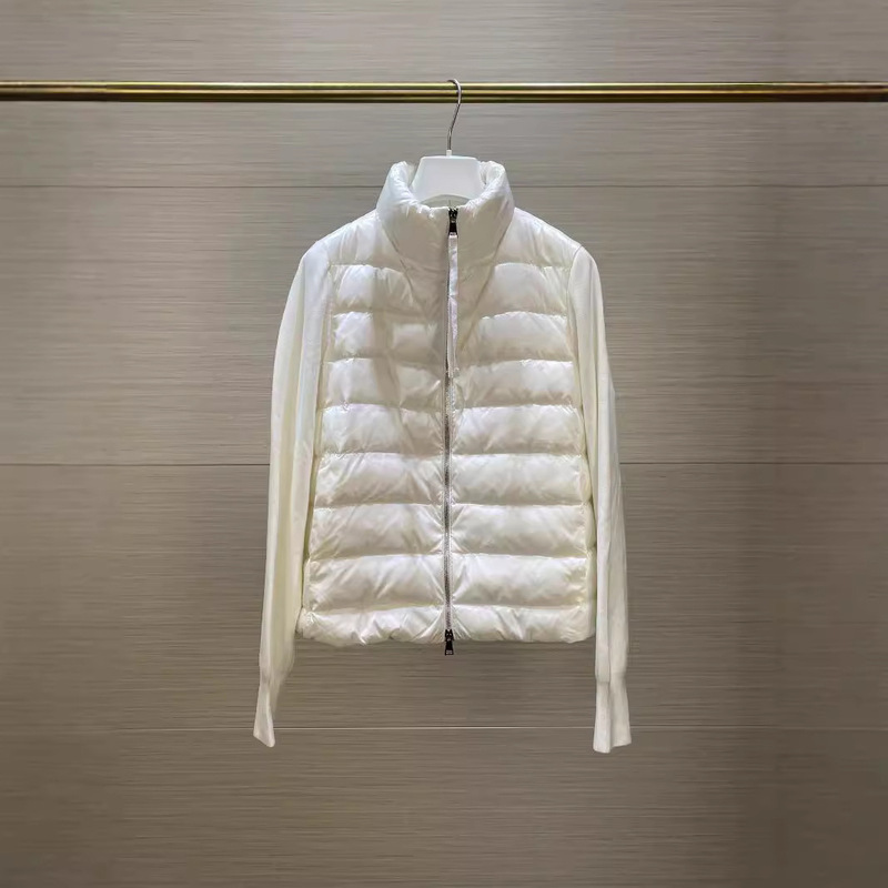 蒙家立领针织拼接袖标羽绒服女生轻薄羽绒女款蒙口外套冰激凌色|undefined