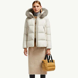 26新款95白鹅绒羊毛领订货短款雪娃娃贵妇防风保暖女款鹅绒服