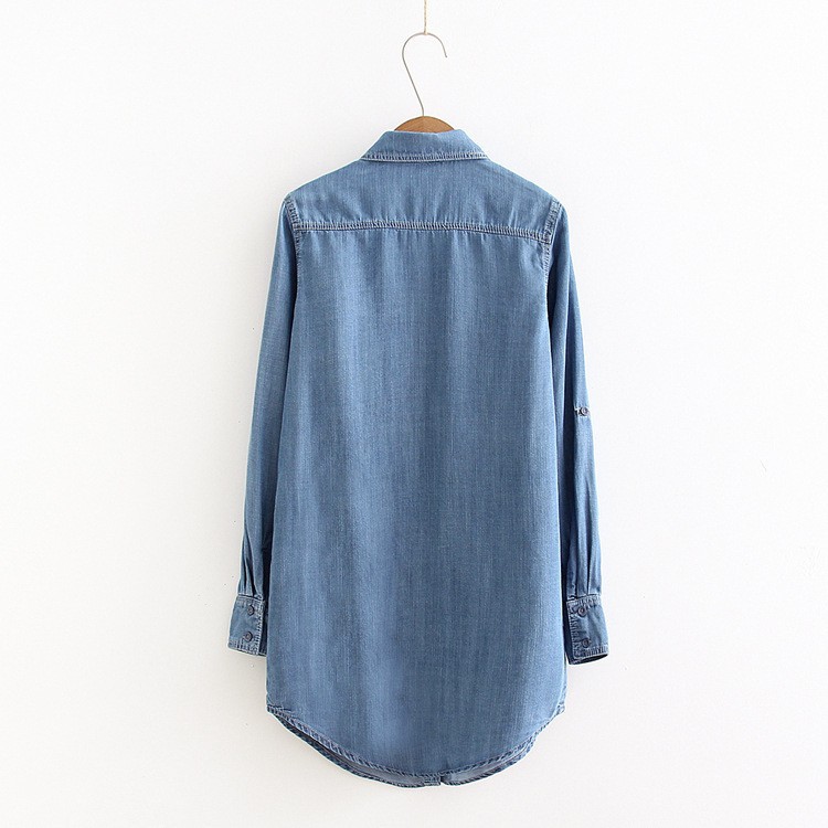 ​​Women’s Tencel Denim Shirt – Upgraded Breathable Long Sleeve Blouse (Light/Dark Blue, M-XXXL)​​_mkmklike.com