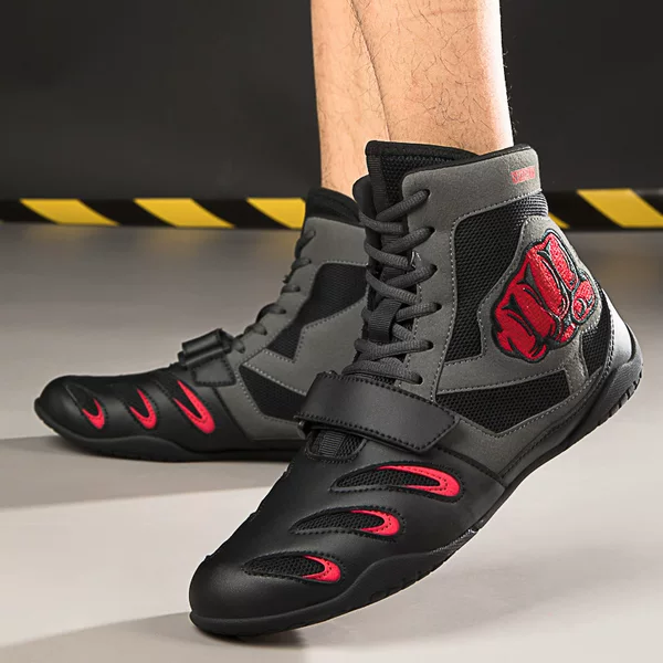 Children's Boxing Shoes, Sparring Shoes, High-Top Fighting Taekwondo Shoes, Martial Arts Training Wrestling Shoes, Boys and Girls Boxing Shoes