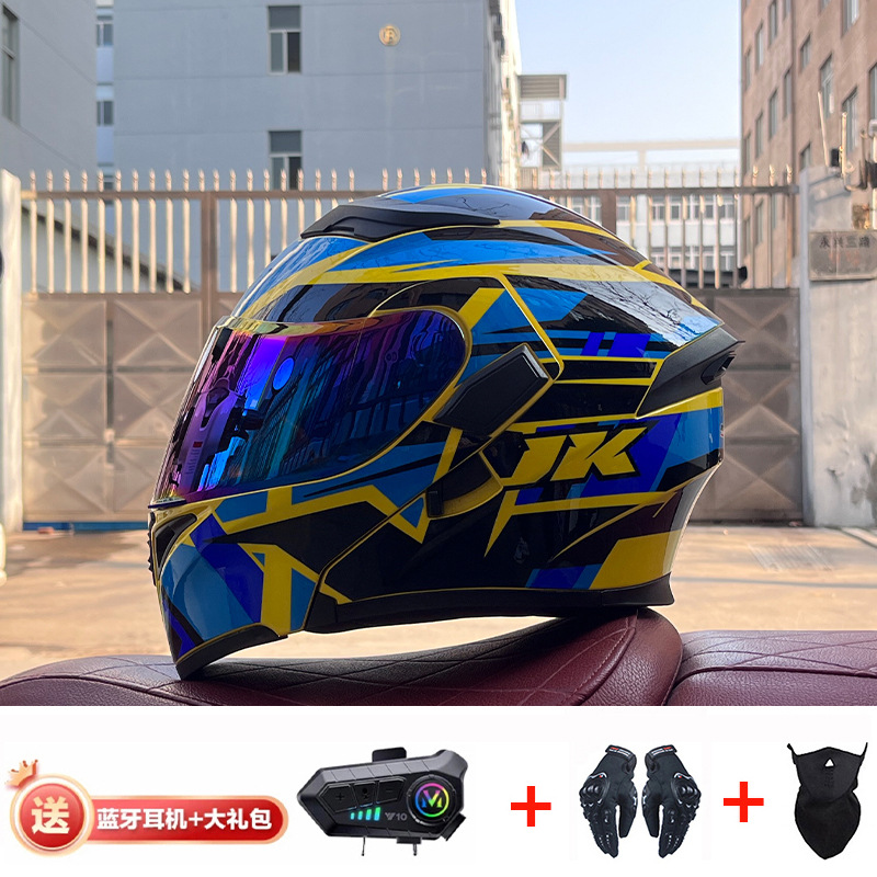 JIEKAI casco de motocicleta casco completo de motocicleta para hombres y mujeres Bluetooth casco de exposición casco de coche eléctrico 3C certificación