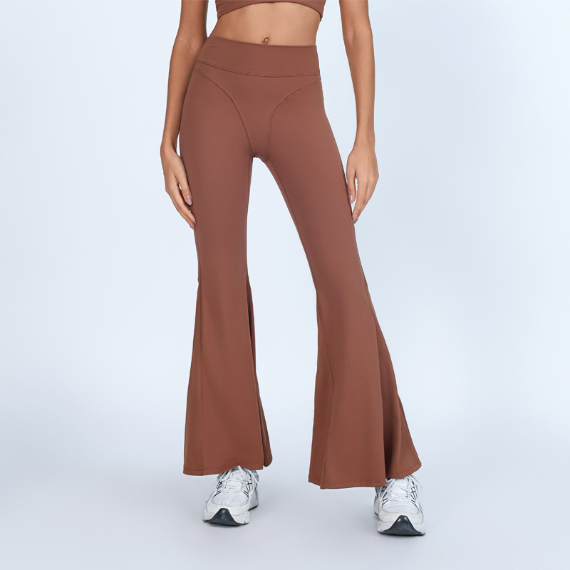 Pantalones de bocina de yoga transfronterizos de alta elasticidad, secado rápido, cintura alta, peludo de cintura alta, pantalones de entrenamiento de gimnasio