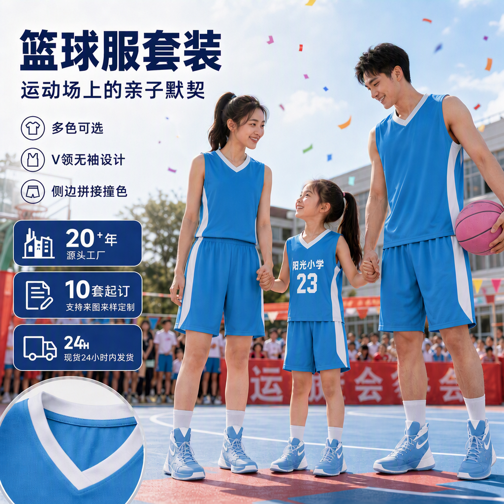 Children's Basketball Uniform Set, Quick-Drying, Breathable, V-Neck, Sleeveless, Customized Jerseys for Primary and Secondary School Students, Boys and Girls Sports Team Uniforms