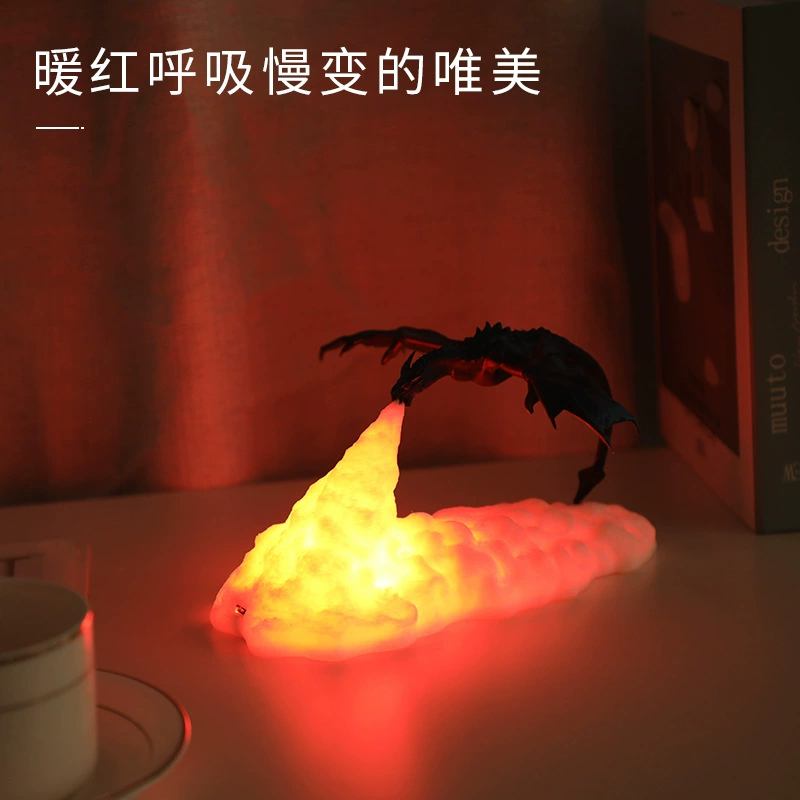 3D LED ночник с драконом, печать PLA, перезаряжаемый 1000 мАч, 8–10 ч, USB заряд