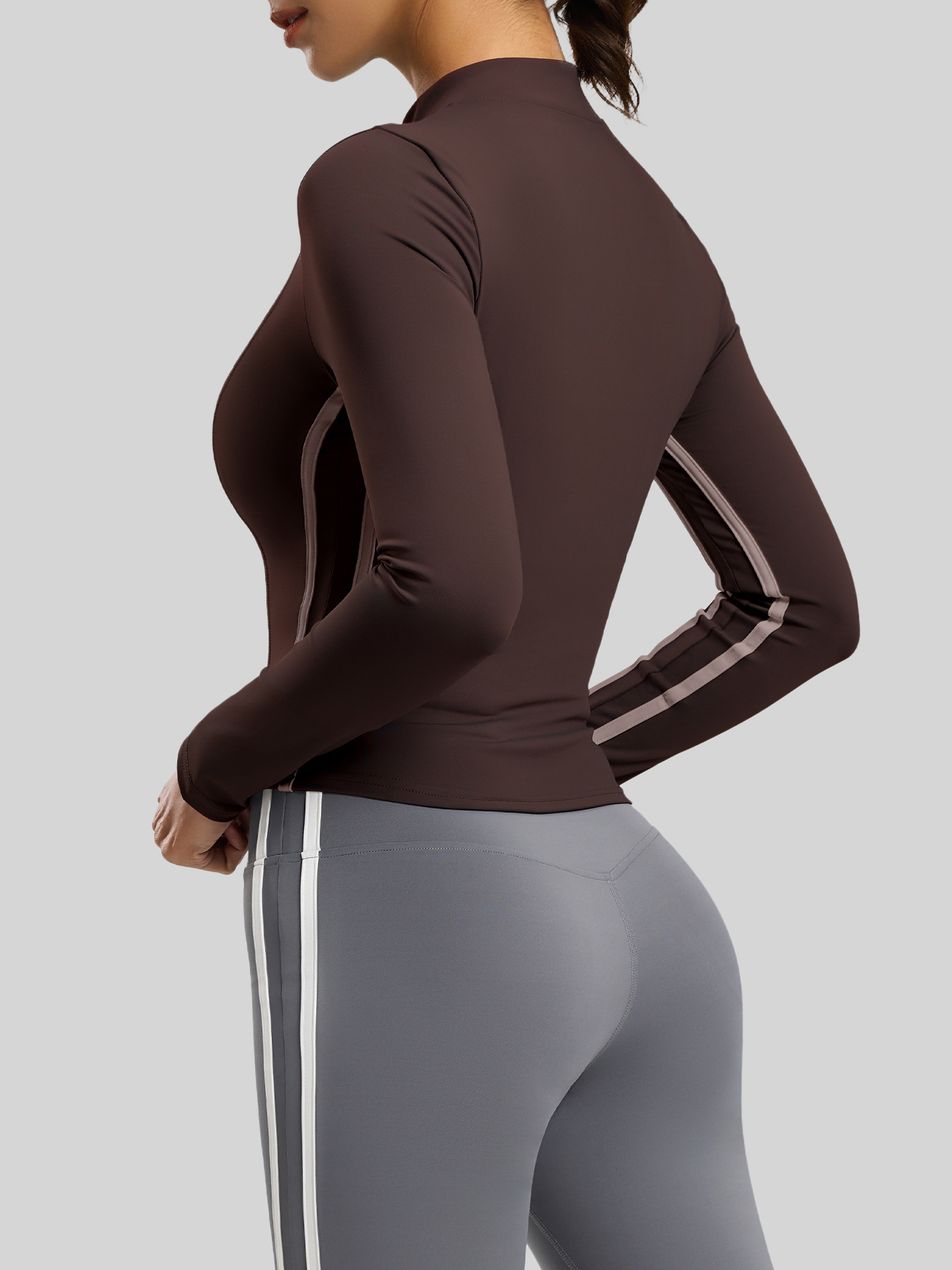 Juyi Tang otoño y invierno más vello y ropa de yoga gruesa abrigo de cuello vertical delgado y delgado de manga larga camisa de yoga deportiva