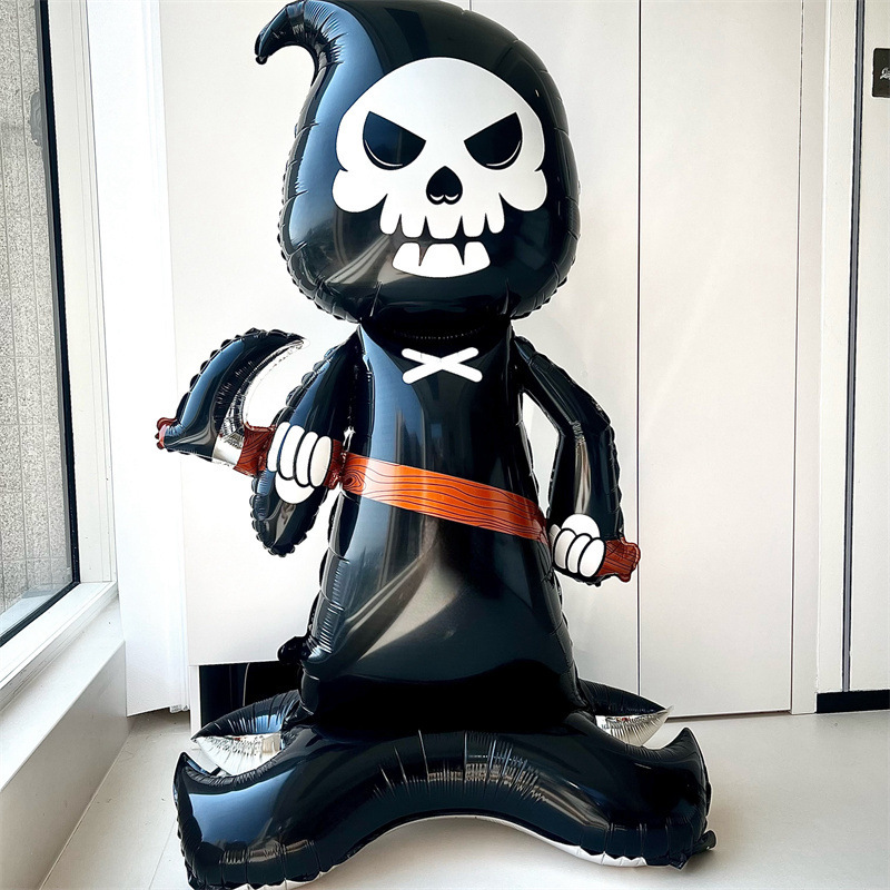 Atmósfera transfronteriza Halloween gigantesco de pie base de globo calabaza esqueleto demonio centro comercial bar café diseño