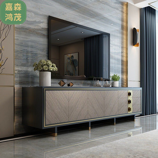 Light Luxury TV Cabinet Coffee Table High Modern Simple Rock Board New Chinese Style Living Room Small Apartment TV Cabinet Floor High Cabinet