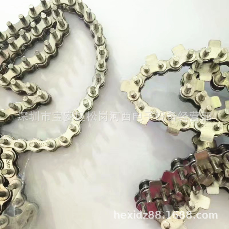 波峰焊链条 入口链条 25B不锈钢链条加长销5MM  04C工业链条