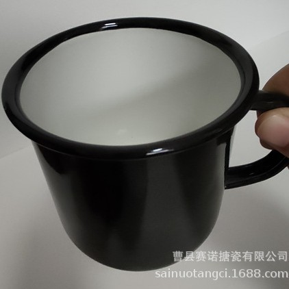 Taza de esmalte engrosada transfronteriza Taza de esmalte de 0,5mm Taza de té de cerámica personalizada Taza taza de café de impresión