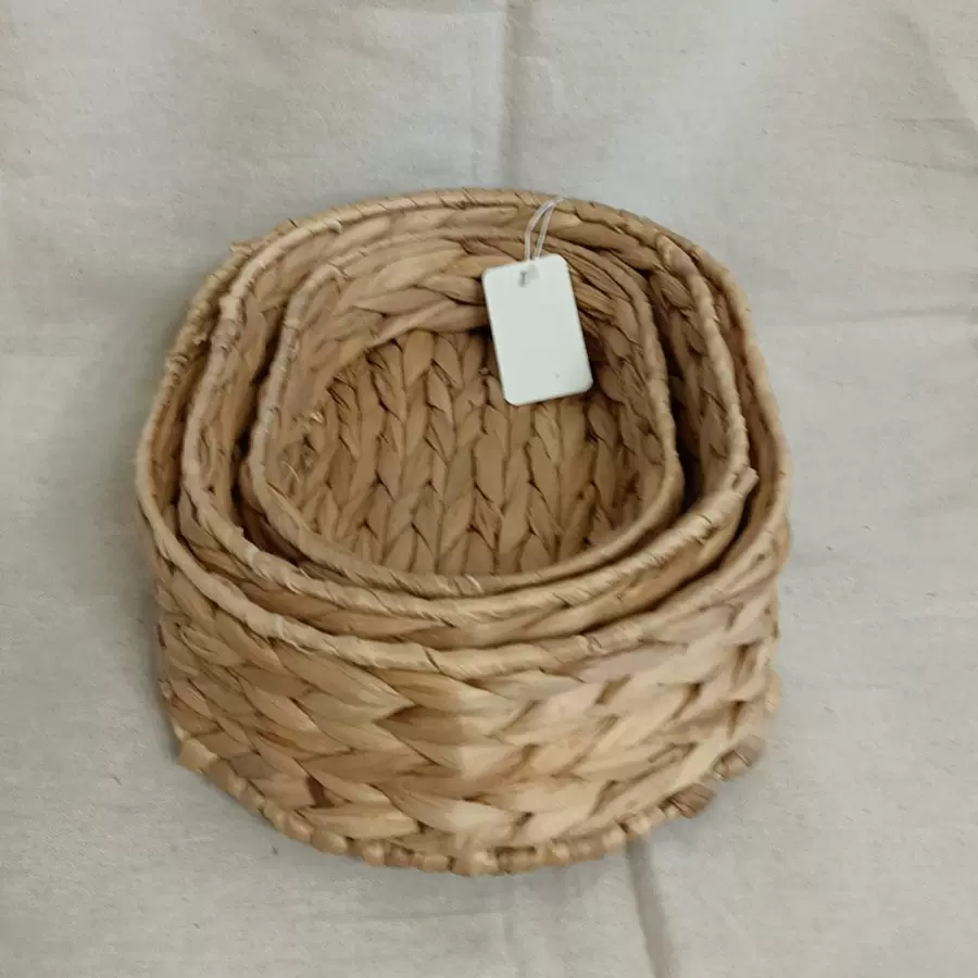 水葫芦编织收纳筐草编餐具托盘家居水果蔬菜厨房复古风收纳筐