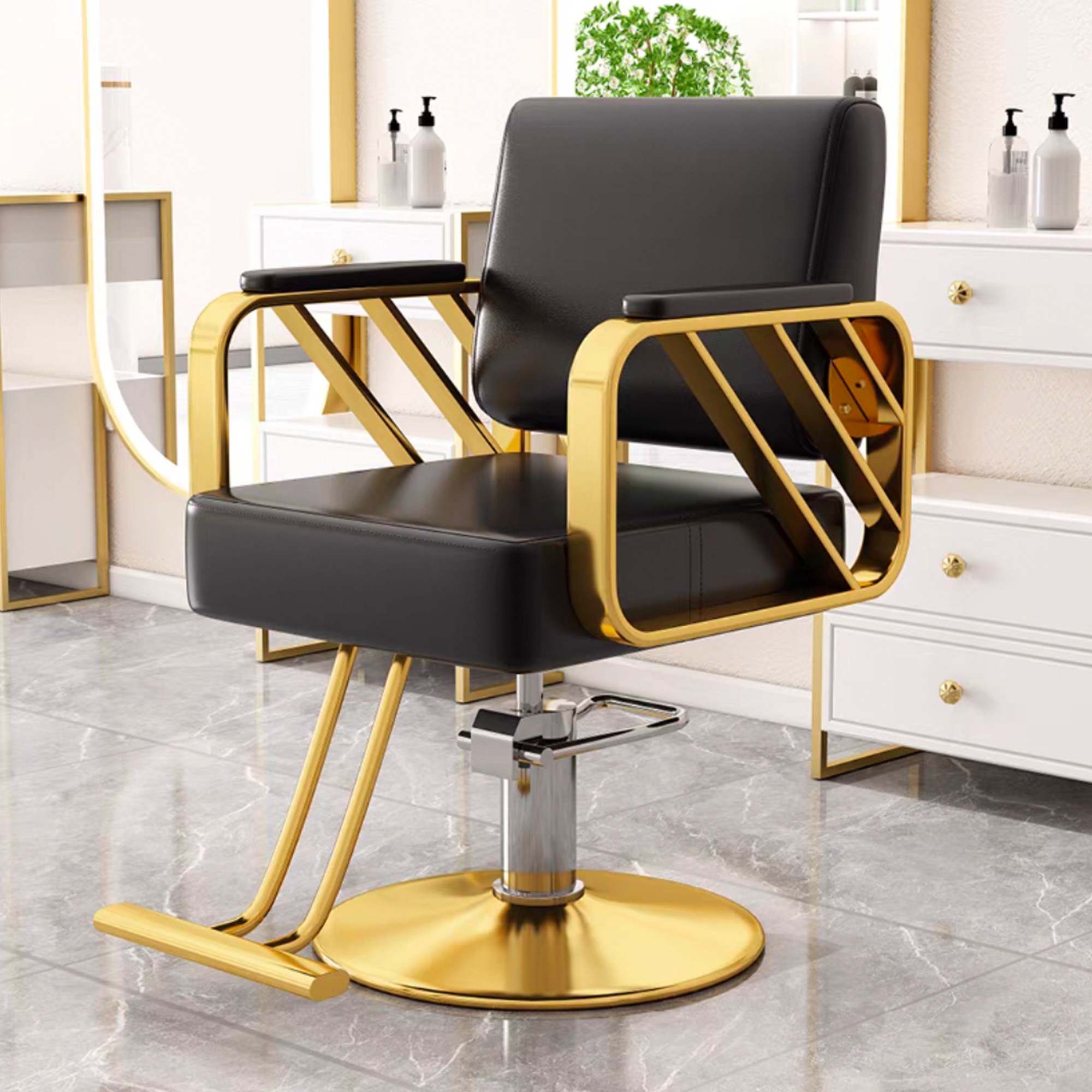 Sillas de peluquería, sillas de salón de peluquería, sillas de corte de cabello de alta calidad, sillas rotativas de alta gama.