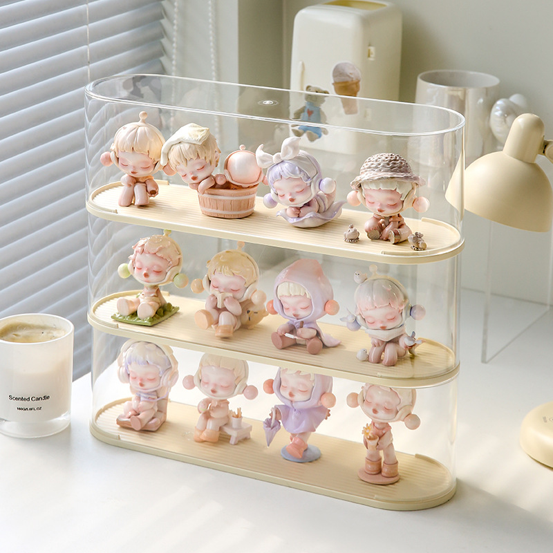 盲盒收纳展示架泡泡玛展示盒桌面透明手办架子亚克力玩偶防尘柜