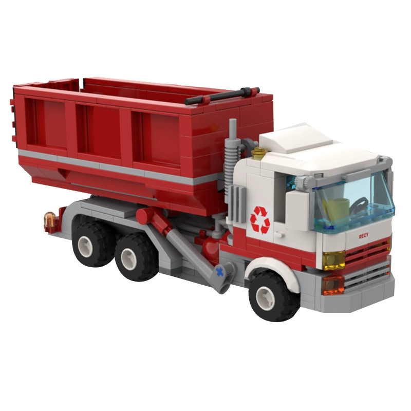 Конструктор Lego, красный грузовик, творческий набор, игрушечная машина, транспорт, мусоровоз, инженерное транспортное средство