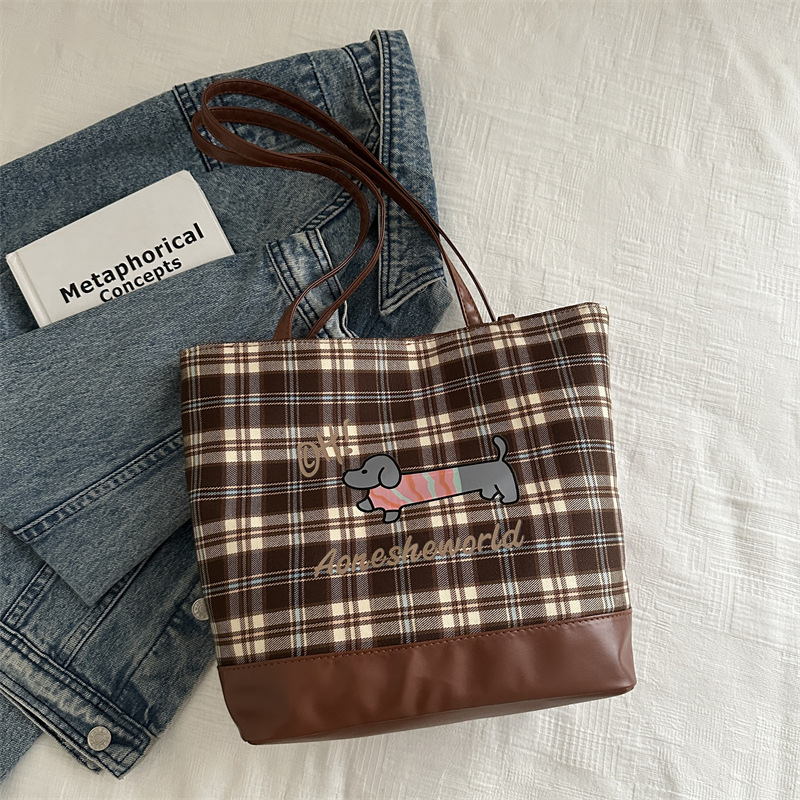 Bolsa de gran capacidad de superfuego para mujeres 2024 nuevo lindo perro salchicha bolso de hombro cuadrado otoño y invierno bolso de tote universal