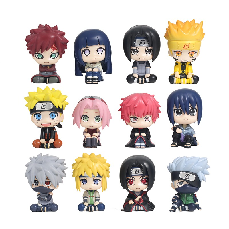 Naruto Figure Q-Version Sitting Posture Naruto Kakashi Sasuke Itachi Rock Lee Trendy Toy Anime Model Wholesale