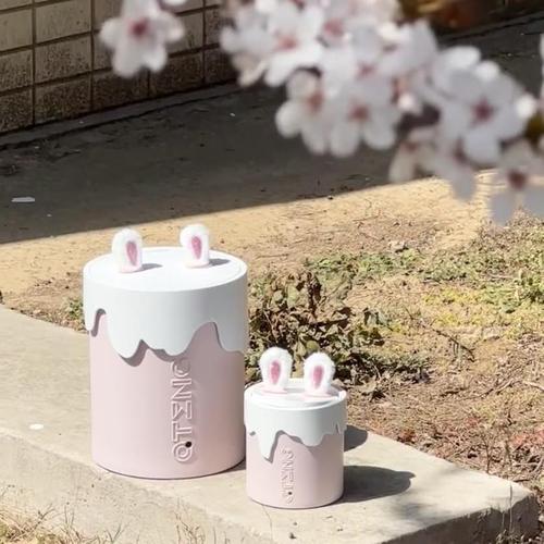 Pink Ice Cream Rabbit Ears Bow Trash Can Ins Style High-Looking Household Large Capacity Female Bedroom Desktop