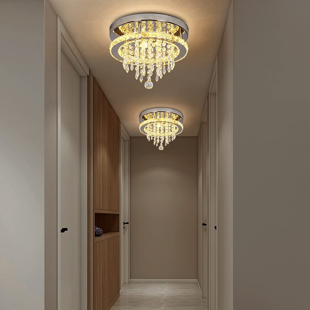 水晶吸顶灯圆形轻奢现代过道走廊简约阳台入户吸顶灯创意卧室灯具