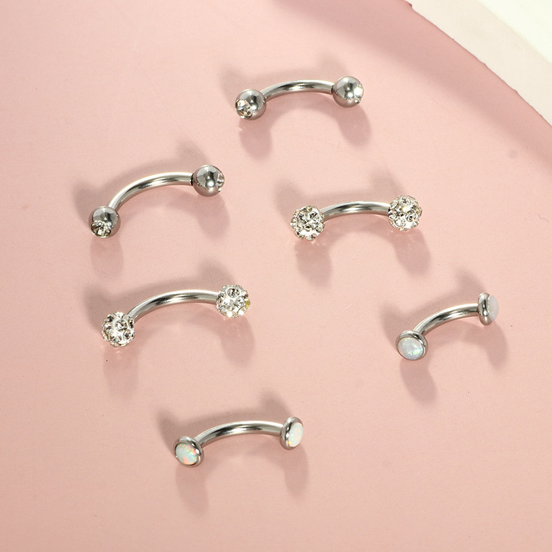 Wholesale Stainless Steel Belly Button Ring with Real Opal Ball, 10mm Navel Nail, Body Piercing Jewelry detail image 7