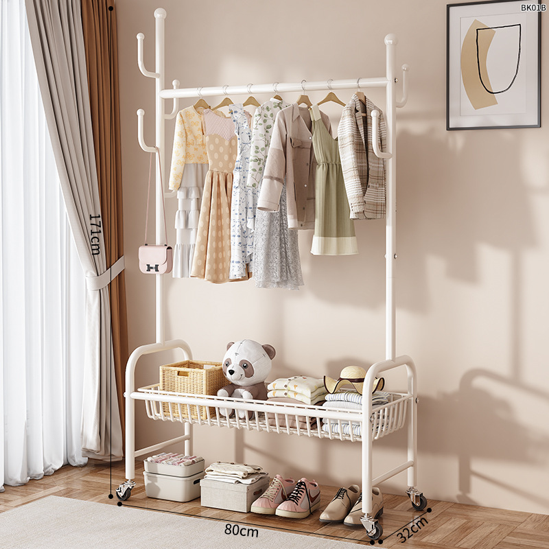 Percha de secado piso dormitorio balcón doméstico colgar ropa percha de sombrero plegable simple interior móvil barra de secado de ropa