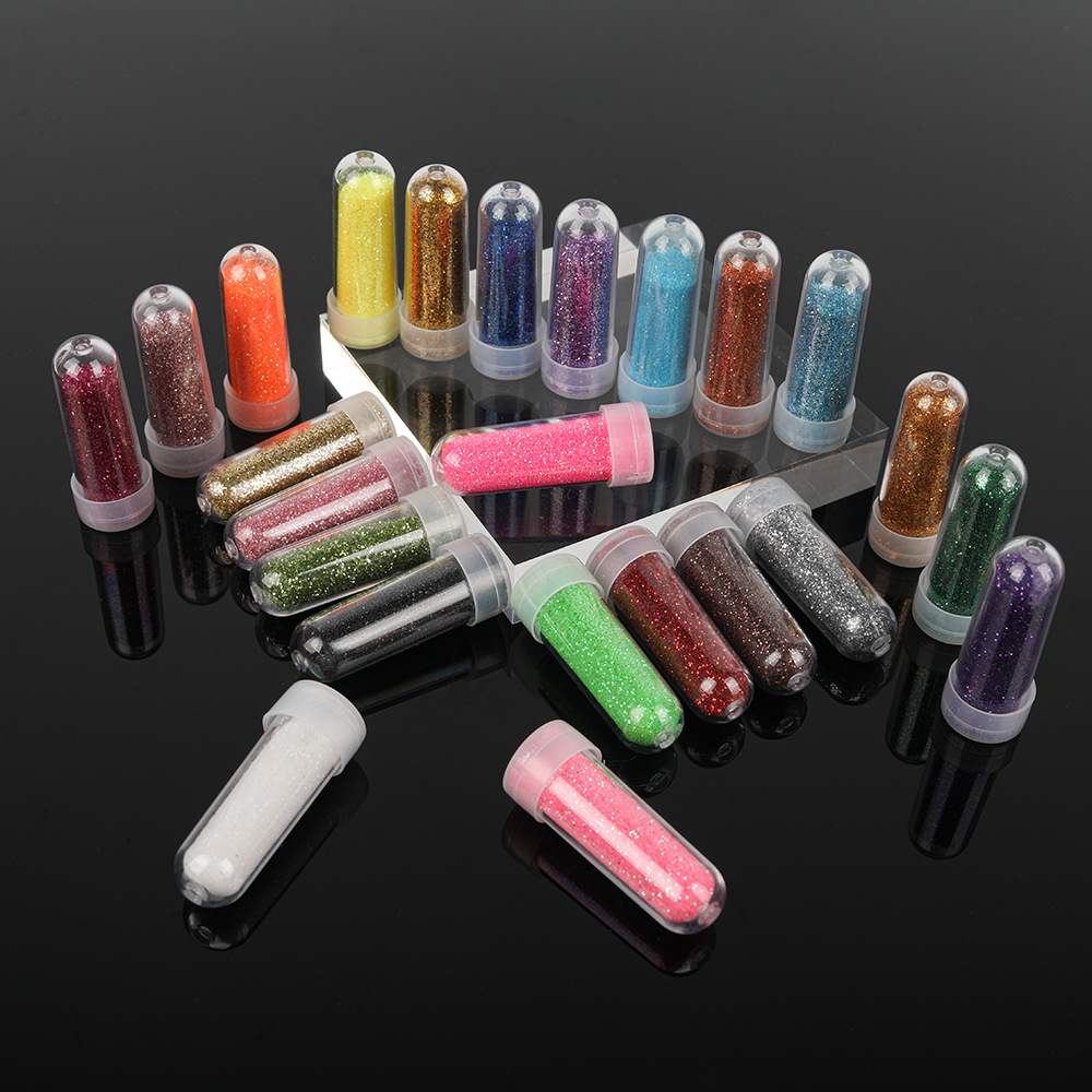 网红爆款试管瓶装24色金葱粉抖音热卖美甲饰品亮片闪粉批发