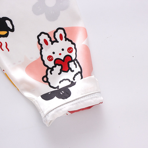 BE21 one-piece dropshipping  Spring items for small and medium-sized children, boys and girls, short-sleeved pants with rabbit, bear, and floral patterns, casual sleepwear