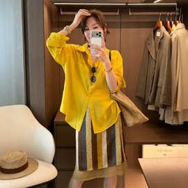 2026夏季新品韩版宽松显瘦衬衣外套加重工半身裙两件套套装时尚女