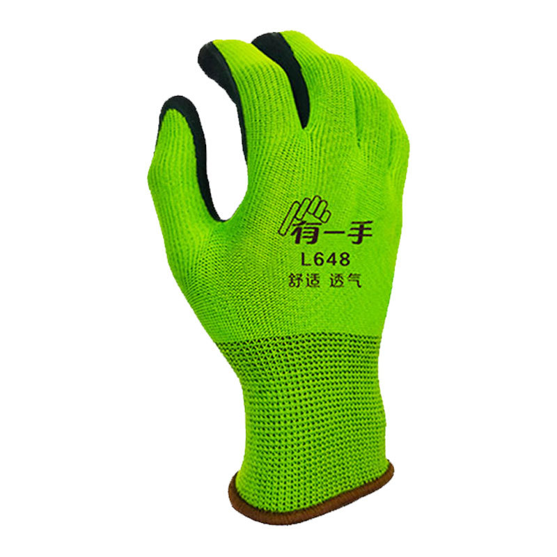 FUENTE fabricante Dengsheng guantes de protección laboral L648 cómodo antideslizante transpirable caucho hogar Industrial guantes de espuma de látex