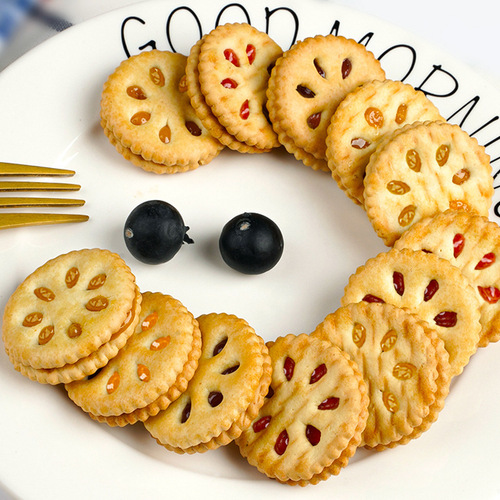【PLUS Goodie】Fruit Flavor Jam-Filled Cookies with Strawberry Blueberry Filling Snacks for Breakfast Children's Snack