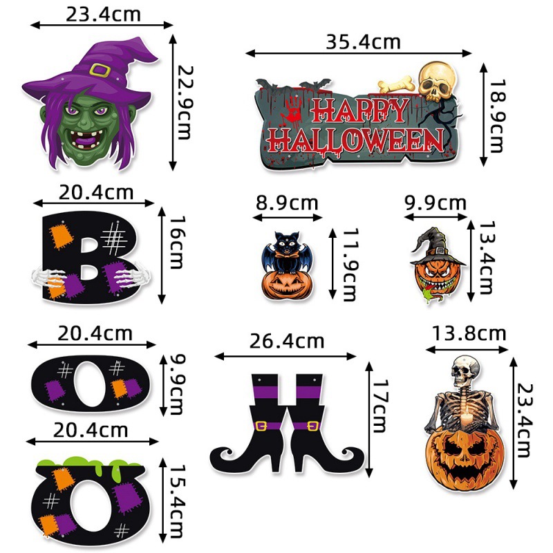 Nuevo estilo transfronterizo decoración de fiesta de Halloween colgante de puerta colgante decoración de puerta de Halloween colgante de puerta de bruja de calabaza boo