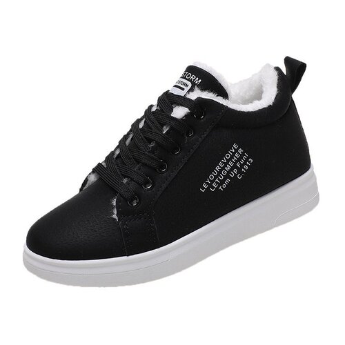 Winter cotton shoes for women, fleece-lined sports flat sneakers, new snow boots, warm casual shoes for students.