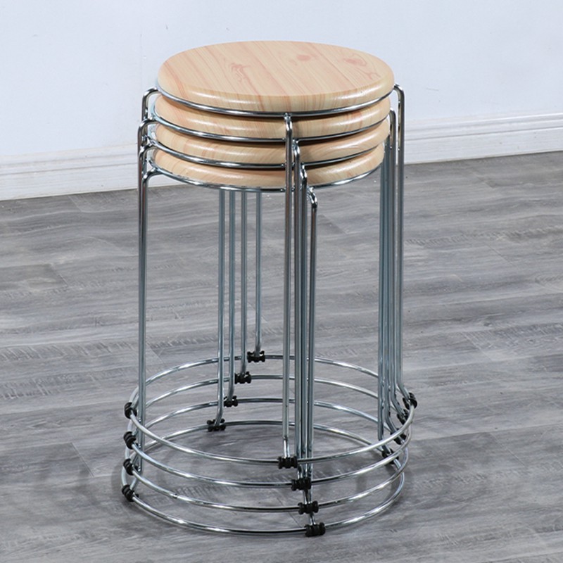 Taburetes redondos de madera sólida taburetes de acero inoxidable taburetes caseros apilables taburetes de hierro forjado dormitorio taburetes de comedor para adultos
