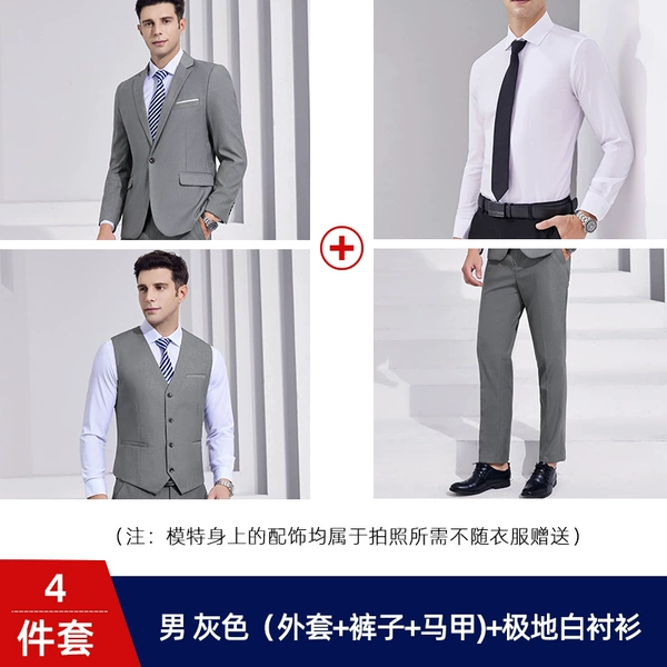 Jacket, trousers, vest, shirt